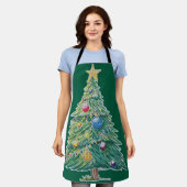 Farbiger Weihnachtsbaum Schürze (Getragen)