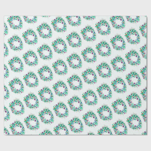 Farbiger Weihnachtskranz Geschenkpapier (Flach)