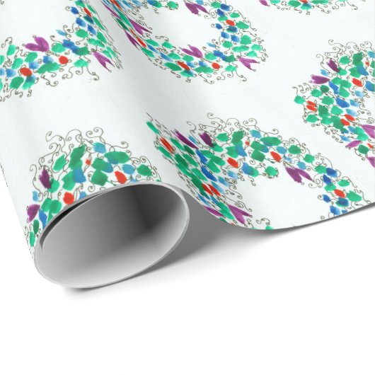 Farbiger Weihnachtskranz Geschenkpapier (Rolleneckpunkt)