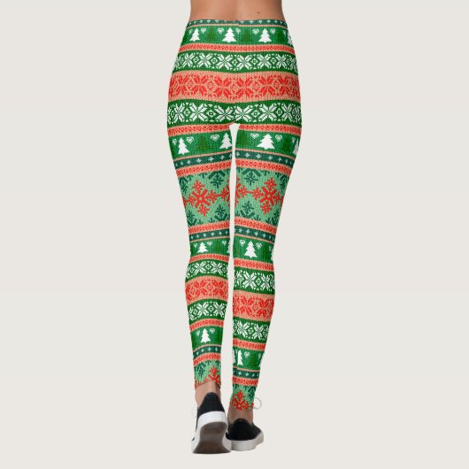 Farbiger WeihnachtsStrick Leggings (Rückseite)