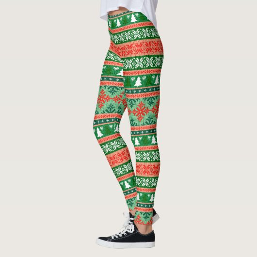 Farbiger WeihnachtsStrick Leggings (Links)