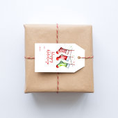 Farbiger Weihnachtswasserfarben Strumpf von und na Geschenkanhänger