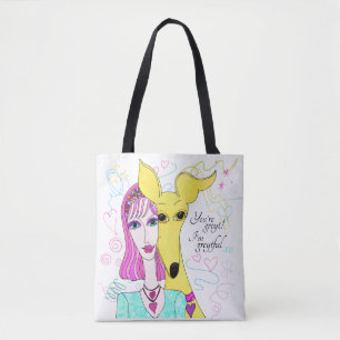Farbiger Whimsical Greyhound Hund und Lady Tasche