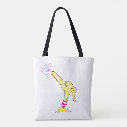 Farbiger Whimsical Greyhound Hund und Lady Tasche (Rückseite)