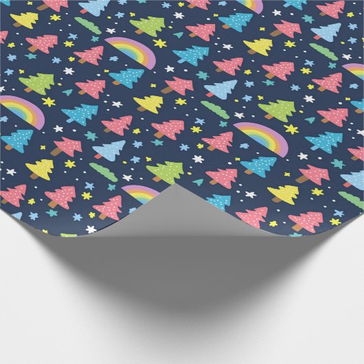 Farbiger Whimsikbaum Geschenkpapier (Ecke)