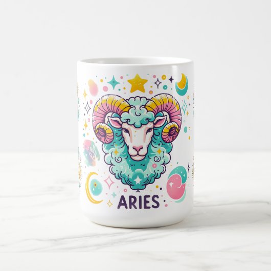 Farbiger Widder-Zodiac-Astrologie-Sternzeichen Kaffeetasse (Mittel)