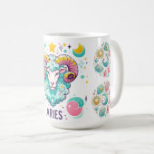 Farbiger Widder-Zodiac-Astrologie-Sternzeichen Kaffeetasse (VorderseiteRechts)