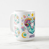 Farbiger Widder-Zodiac-Astrologie-Sternzeichen Kaffeetasse (Vorderseite Links)
