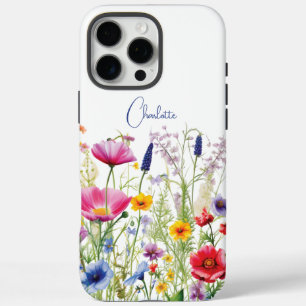 Farbiger Wildblumen-Name Floralgarten iPhone 16 Pro Max Hülle