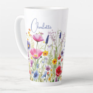 Farbiger Wildblumengarten Blumenname Geschenk Milchtasse