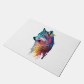 Farbiger Wolf Fußmatte (Schrägansicht)