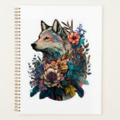 Farbiger Wolf mit Blume Planer (Vorderseite)