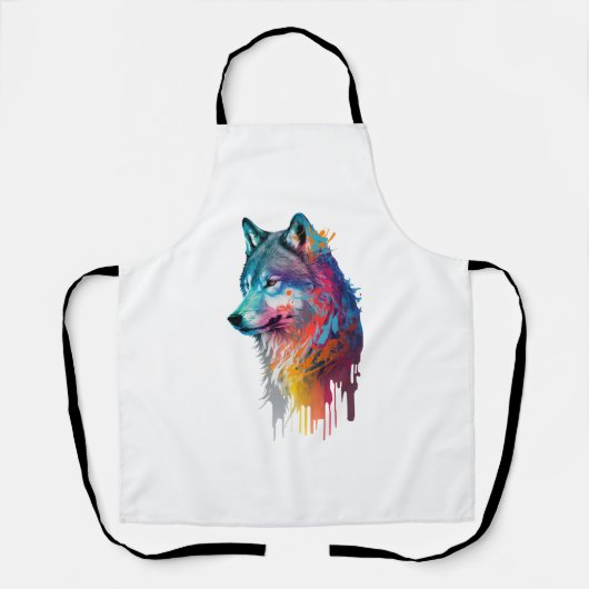 Farbiger Wolf Schürze (Vorderseite)