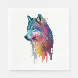 Farbiger Wolf Serviette