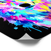 Farbiger Wolf-Splash-Art-Wildtier- Poster (Ecke)