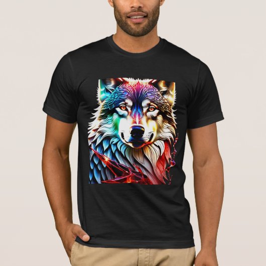 Farbiger Wolf T-Shirt (Vorderseite)