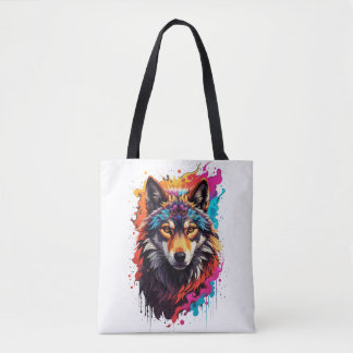 Farbiger Wolf Tasche