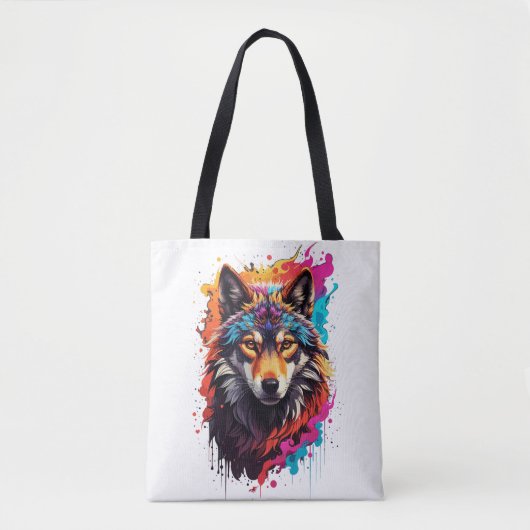 Farbiger Wolf Tasche (Vorderseite)