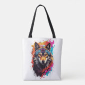 Farbiger Wolf Tasche (Rückseite)