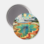 Farbiger Yellowstone-Hot-Spring-Van-Gogh-Vintage Magnet (Vorderseite/Rückseite)