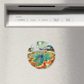 Farbiger Yellowstone-Hot-Spring-Van-Gogh-Vintage Magnet (In Situ (Geschirrspüler))