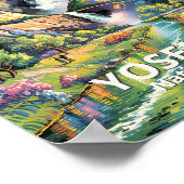 Farbiger Yosemite-Frühjahrs-Wasserfall-Wanderweg Poster (Ecke)