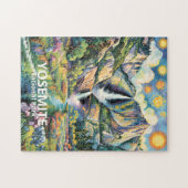 Farbiger Yosemite-Frühjahrs-Wasserfall-Wanderweg Puzzle (Horizontal)