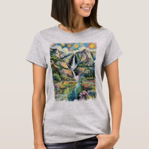Farbiger Yosemite-Frühlings-Wasserfall-Wanderweg T-Shirt