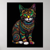 Farbiger Zeichn einer Katze 5:4 Poster (Vorne)