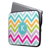 Farbiger Zickzack Monogramm-Sieb Laptopschutzhülle (Vorderseite Links)