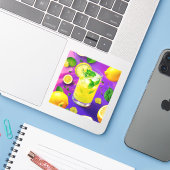 Farbiger Zitronenspinner Aufkleber (Laptop mit iPhone)