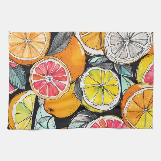 Farbiger Zitrus Geschirrtuch (Horizontal)