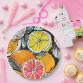 Farbiger Zitrus Pappteller (Party)