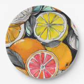 Farbiger Zitrus Pappteller (Vorderseite)