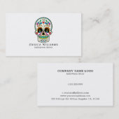 Farbiger Zuckerschädel auf weiß Visitenkarte (Vorne/Hinten)