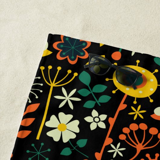 Farbiger Zuckerschädel mit Retro-Blume im Hintergr Strandtuch (Beispiel)