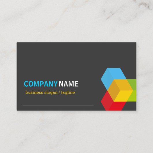 Farbiges 3D-Cube-Logo - Creative Modern Dark Visitenkarte (Rückseite)