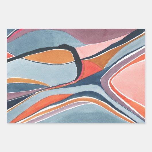 Farbiges Abstrakt Art Wrapping Paper Geschenkpapier Set (Vorderseite 3)