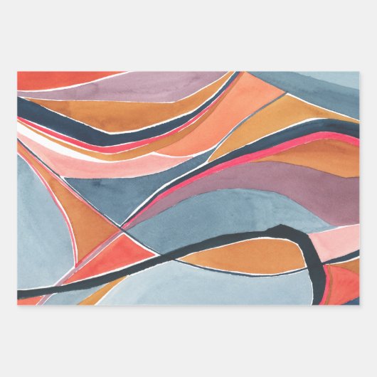 Farbiges Abstrakt Art Wrapping Paper Geschenkpapier Set (Vorderseite 2)