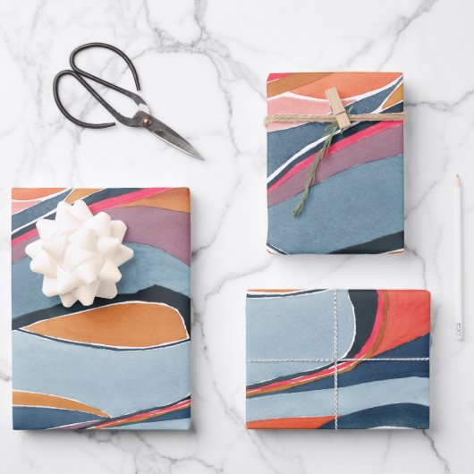 Farbiges Abstrakt Art Wrapping Paper Geschenkpapier Set (Vorderseite)