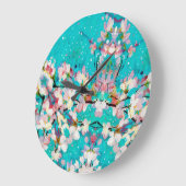 Farbiges Abstrakt geometrisches Hintergrundmuster Große Wanduhr (Winkel)