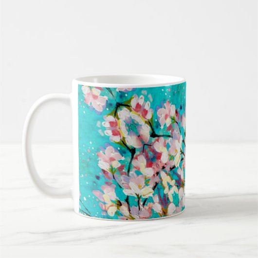 Farbiges Abstrakt geometrisches Hintergrundmuster Kaffeetasse (Links)