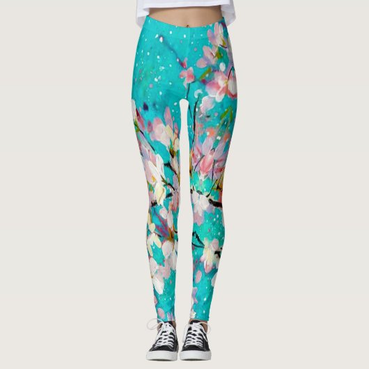 Farbiges Abstrakt geometrisches Hintergrundmuster Leggings (Vorderseite)