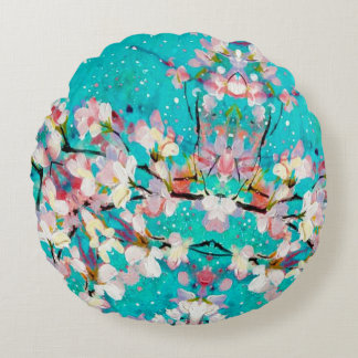 Farbiges Abstrakt geometrisches Hintergrundmuster Rundes Kissen