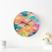 Farbiges Abstrakt geometrisches Muster Große Wanduhr (Zuhause)