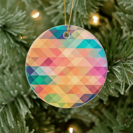 Farbiges Abstrakt geometrisches Muster Keramik Ornament (Baum)