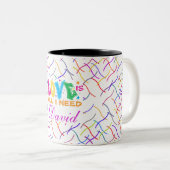 Farbiges Abstrakt geometrisches Muster mit Liebe Zweifarbige Tasse (VorderseiteRechts)