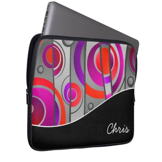 Farbiges Abstrakt geometrisches Muster mit Monogra Laptopschutzhülle (Vorne Rechts)