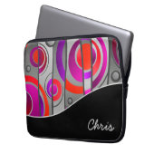 Farbiges Abstrakt geometrisches Muster mit Monogra Laptopschutzhülle (Vorderseite Links)
