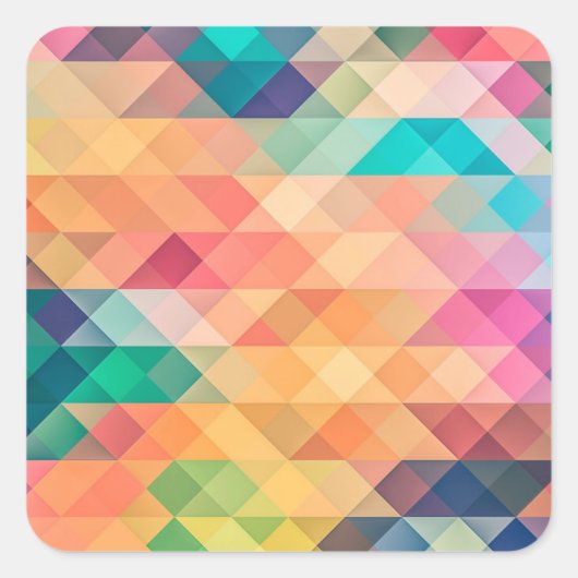 Farbiges Abstrakt geometrisches Muster Quadratischer Aufkleber (Vorderseite)